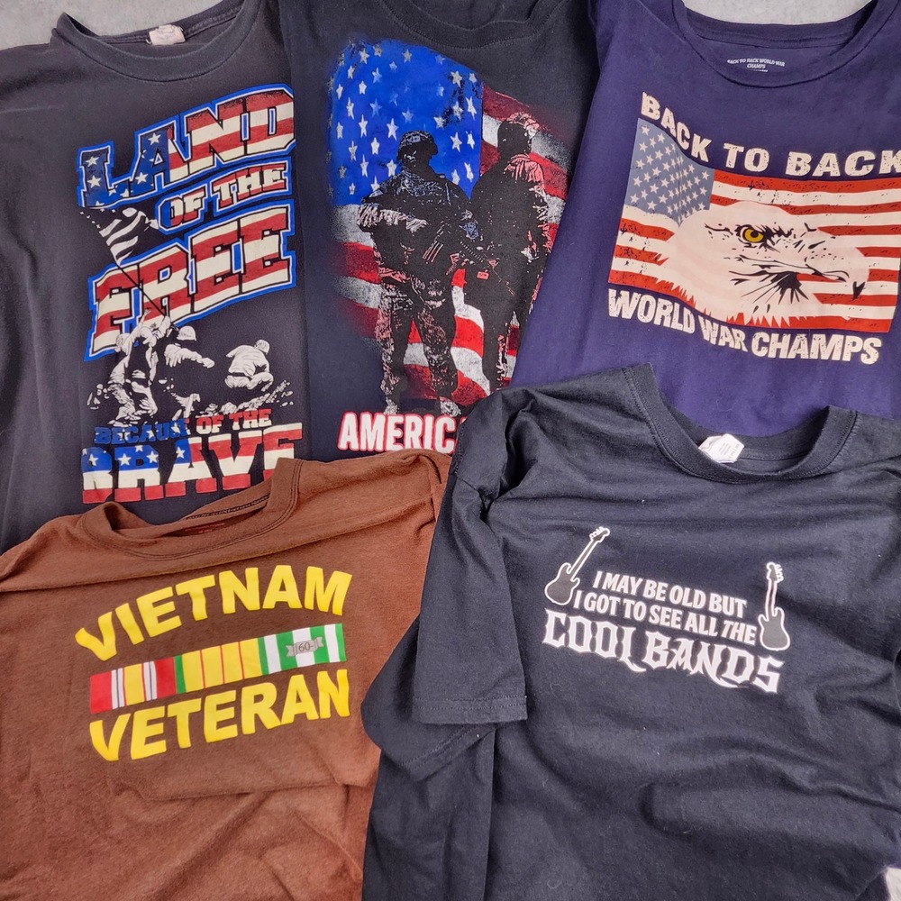 Graphic T-Shirt Bundle 5-Mens 3XL Military Patriotic Veteran Streetwear Big Tall